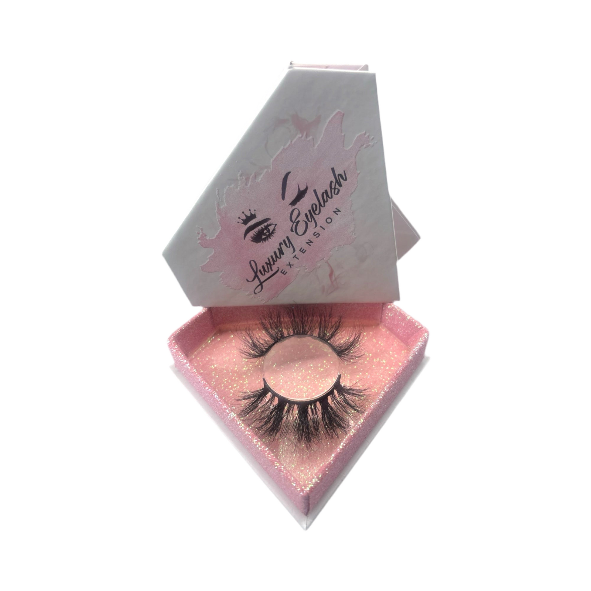 Champagne lashes set of hand-made 100% real mink fur false eyelashes in pink glittery luxury packaging