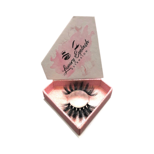 Foxy luxury handmade 25mm real mink fur false eyelashes in pink glitter box