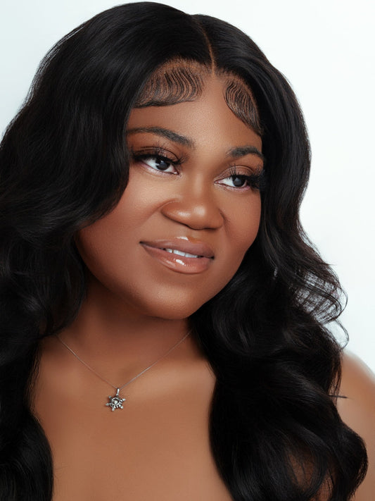 close-up of a woman wearing 25mm real mink lashes with soft, natural, and full appearance