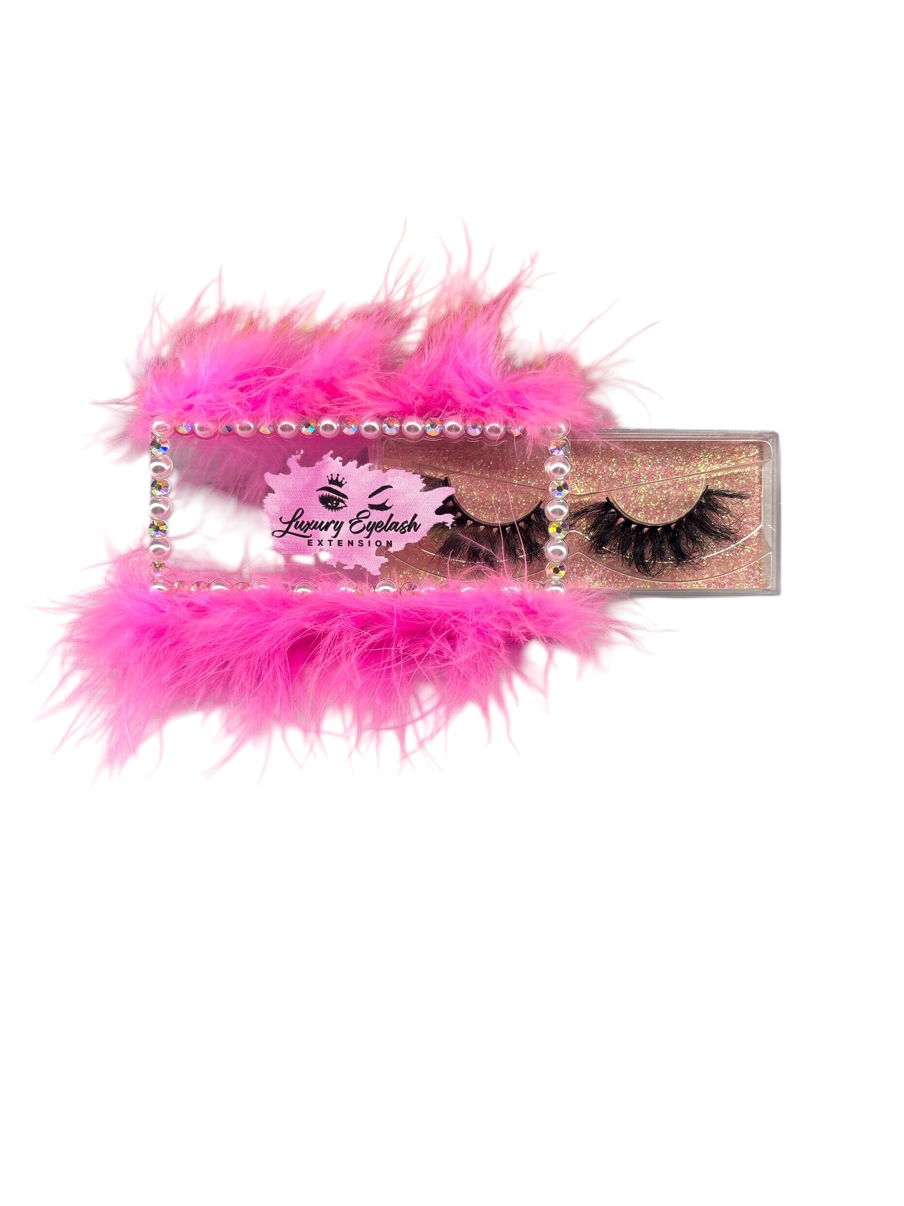 Reusable 100 real mink fur false eyelashes with fluffy pink mink fur packaging and curly band for natural fuller look