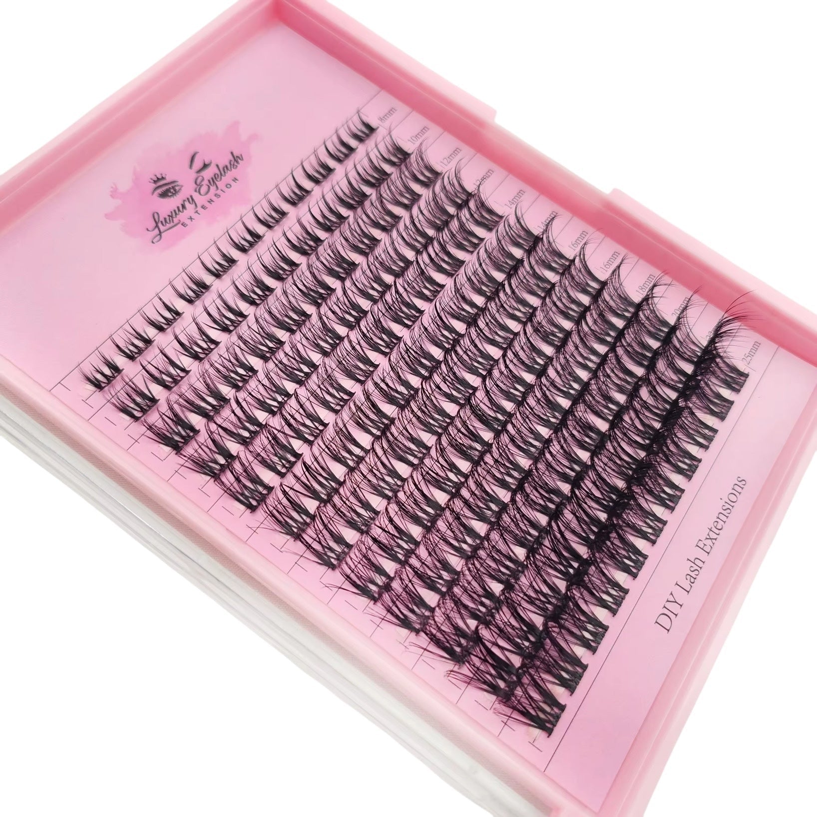 Luxury mink cluster eyelash extensions set Clusters DY040 in pink packaging