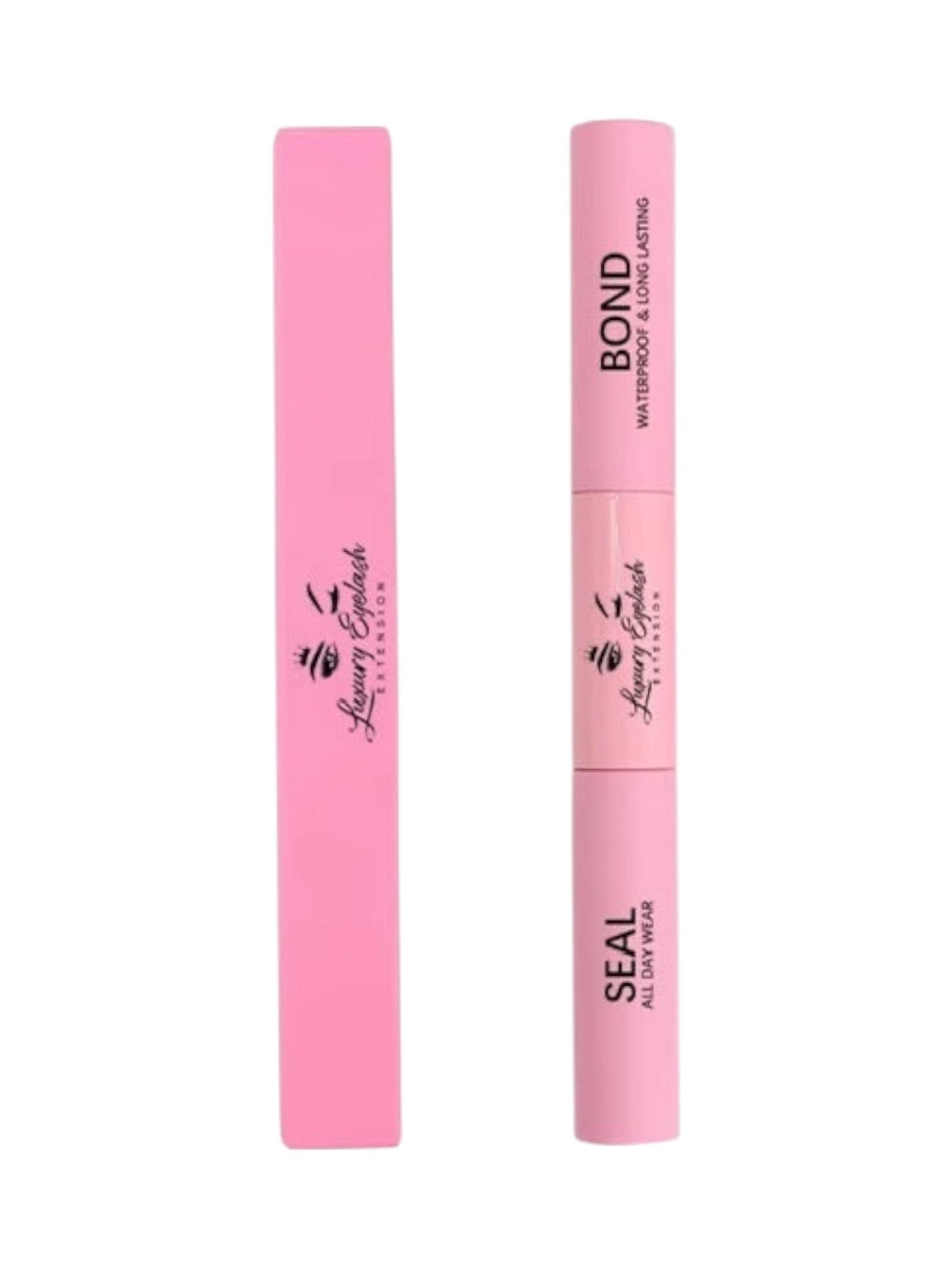 Seal and Bond Glue for cluster eyelashes in pink waterproof adhesive pen packaging