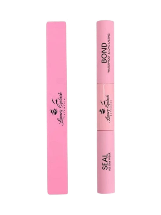 Seal and Bond Glue for cluster eyelashes in pink waterproof adhesive pen packaging