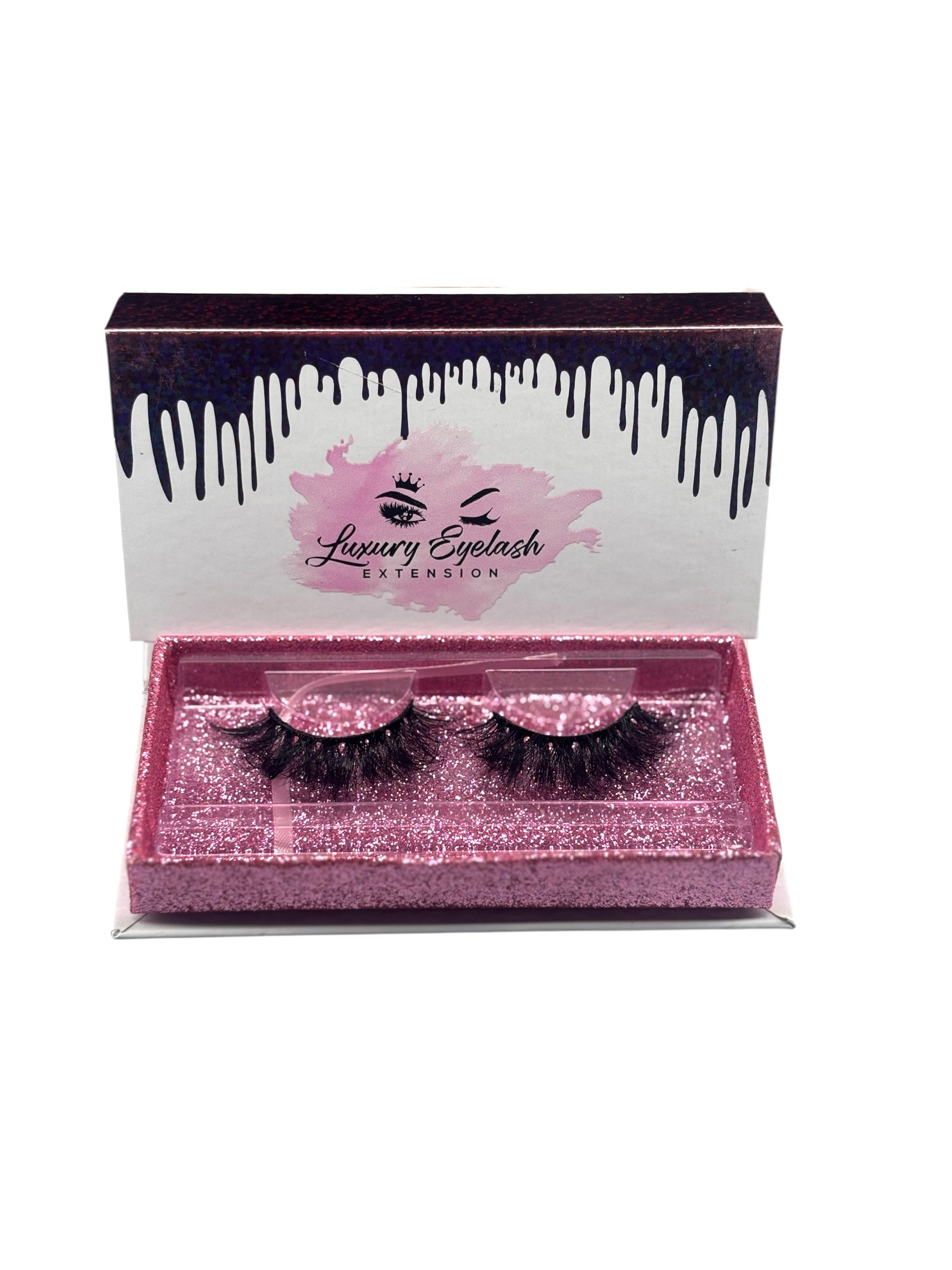 Dior lashes 25mm real mink handcrafted luxury eyelash extensions in glitter pink packaging